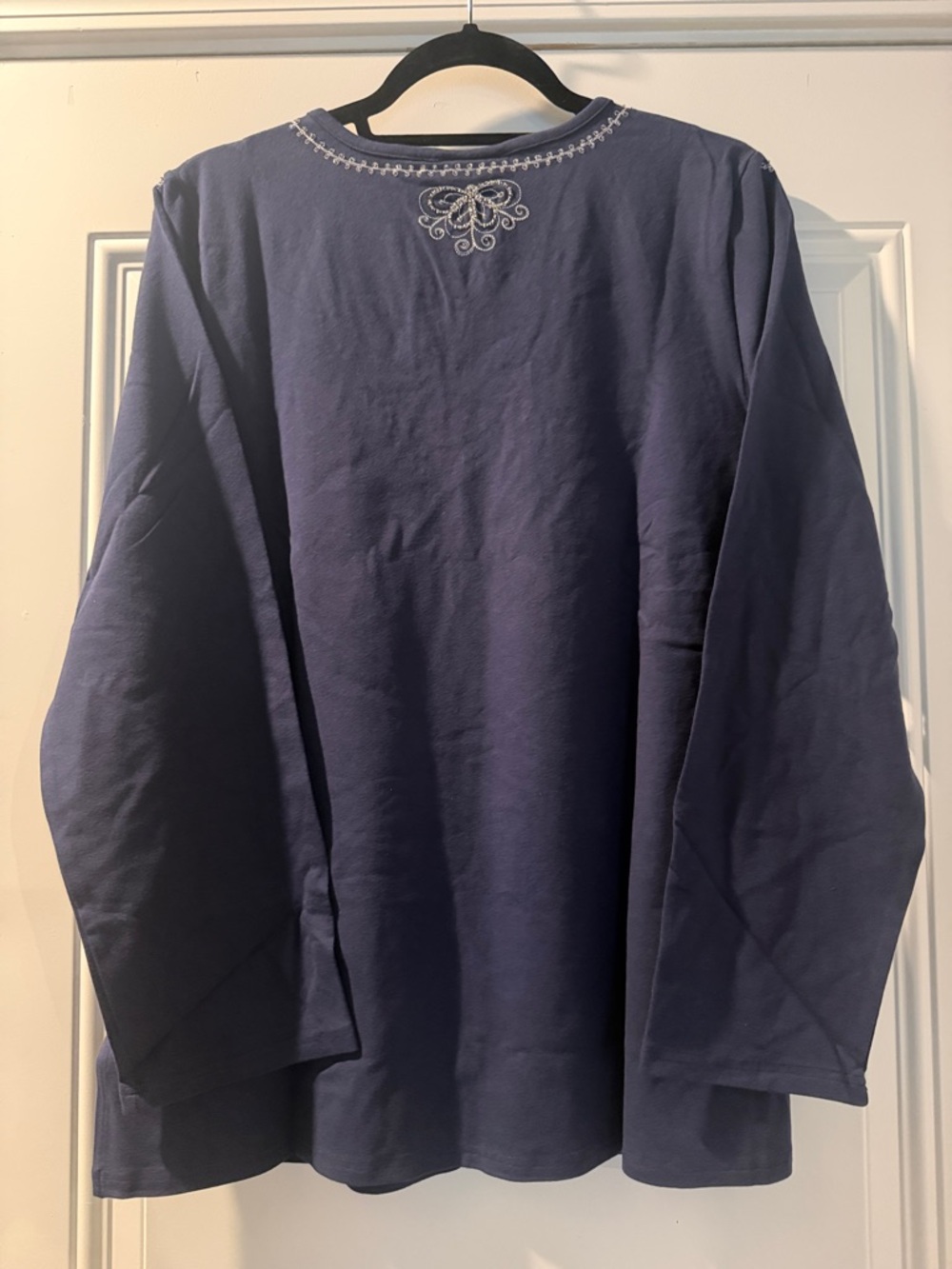 d.co Navy Embroidered V-Neck Women's Caftan Tunic. - Picture 7 of 10